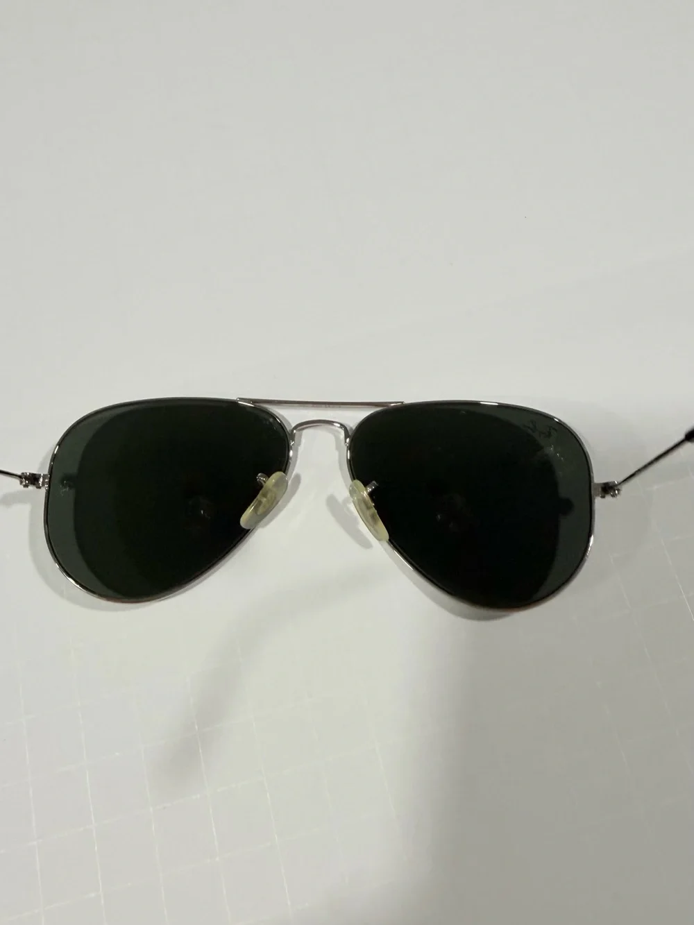 Ray-Ban Aviator Sunglasses in Silver Frame with Green Lenses